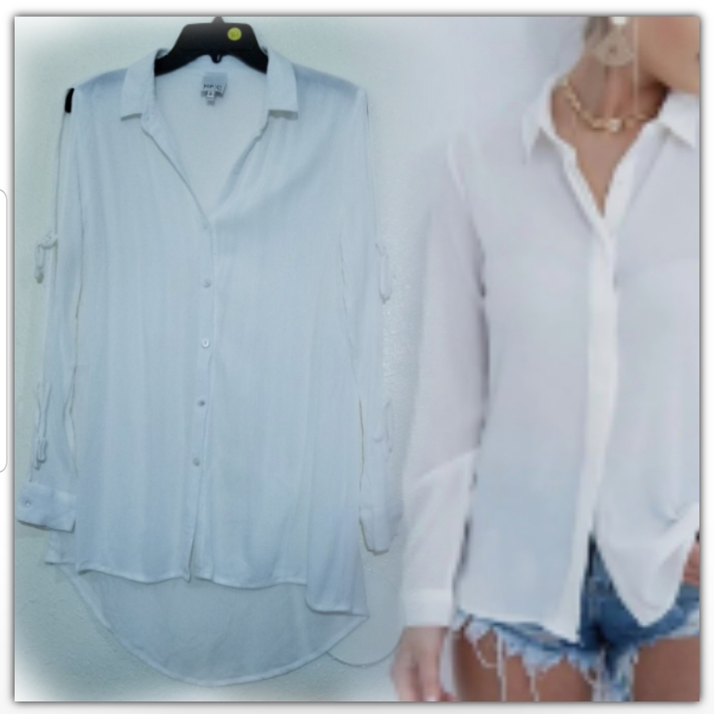 Button down shirt, open sleeves details